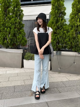 「みんなの白Tフェス」｜「アイテム（デニムパンツ）」を使った、このみさん（レディース・164cm）の夏コーディネート