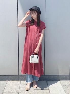 「カラー×コーデ」｜「アイテム（キャップ）」を使った、このみさん（レディース・164cm）の夏コーディネート
