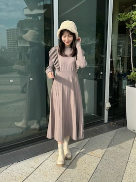 「新星WEARISTAにエントリー」｜「アイテム（ワンピース/ドレス）」を使った、このみさん（レディース・164cm）の冬コーディネート