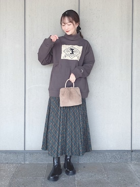 「チェック柄に恋してる」｜「アイテム（スカート）」を使った、このみさん（レディース・164cm）の冬コーディネート