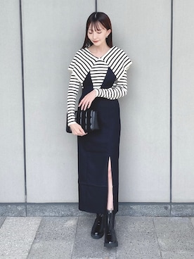 「スリット」｜「アイテム（ブーツ）」を使った、このみさん（レディース・164cm）の秋コーディネート