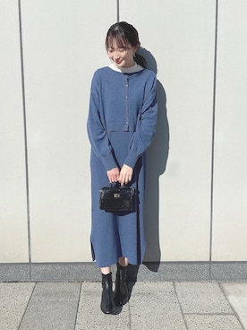 「earth music&ecology（アースミュージックアンドエコロジー）のアイテム（トートバッグ）」を使った、このみさん（レディース・164cm）の冬コーディネート