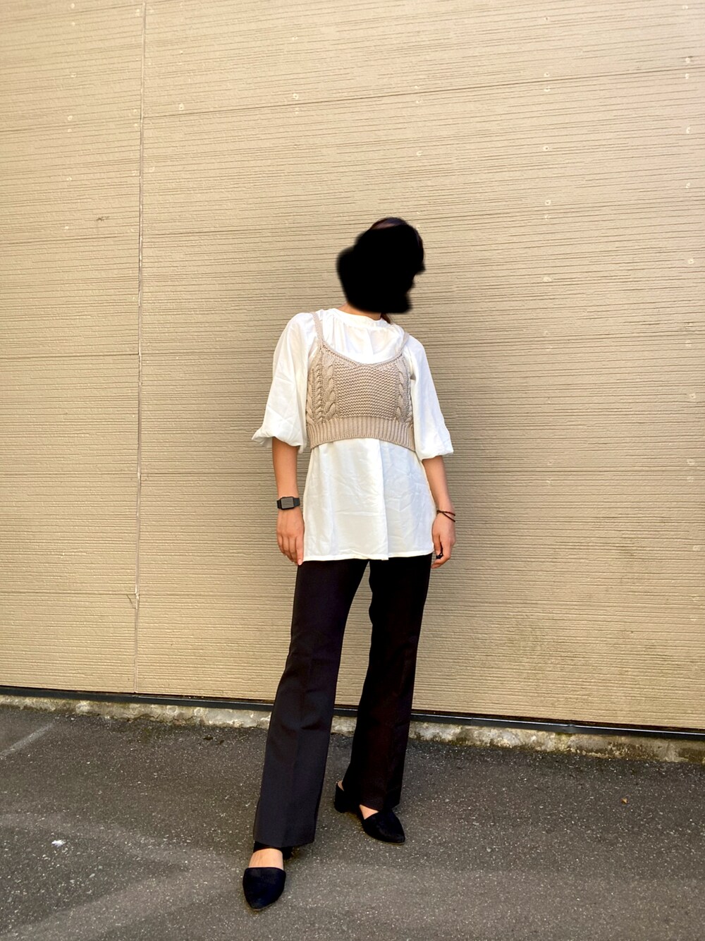 「大人コーデ、きれいめカジュアル、休日コーデ、パンツコーデ」｜「しまむらのアイテム（アンサンブル、ベージュ系）」を使った、nonさん（レディース・160cm）の秋コーディネートの1枚目の写真