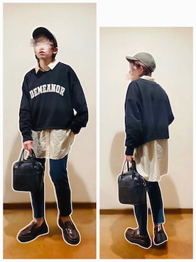 「ALTROSE（アルトローズ）の2WAY ミニボストン　[ラピス]（ショルダーバッグ）」を使った、hi-☻*さん（レディース・150cm）の冬コーディネート