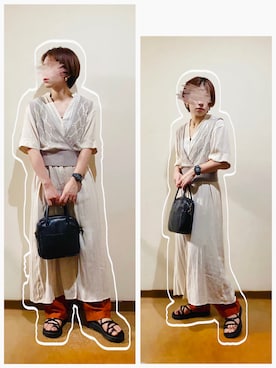 「ALTROSE（アルトローズ）の2WAY ミニボストン　[ラピス]（ショルダーバッグ）」を使った、hi-☻*さん（レディース・150cm）の夏コーディネート