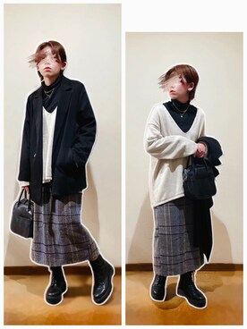 「ALTROSE（アルトローズ）の2WAY ミニボストン　[ラピス]（ショルダーバッグ）」を使った、hi-☻*さん（レディース・150cm）の冬コーディネート