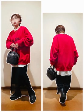 「ALTROSE（アルトローズ）の2WAY ミニボストン　[ラピス]（ショルダーバッグ）」を使った、hi-☻*さん（レディース・150cm）の冬コーディネート