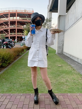 「stradivarius（ストラディバリウス）のアイテム（帽子）」を使った、Non Miuraさん（レディース・161cm）の秋コーディネート