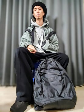 「アイテム（ハンチング/ベレー帽）」を使った、GAKU9さん（メンズ・174cm）の冬コーディネート