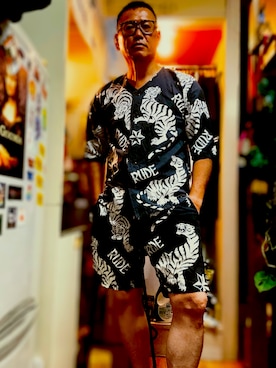 「アイテム（ルームウェア）」を使った、眼鏡教員（佐藤三矢）さん（メンズ・176cm）の夏コーディネート