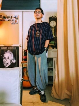 「職場スタイル」｜眼鏡教員（佐藤三矢）さん（メンズ・176cm）の春コーディネート