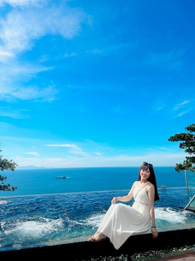 「アイテム（ビーチサンダル、ゴールド系）」を使った、囧囧さん（レディース・160cm）の夏コーディネート
