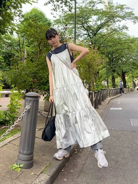 「Happy John（ハッピージョン）のアイテム（ワンピース/ドレス）」を使った、荒川ちかさん（レディース・163cm）の夏コーディネート
