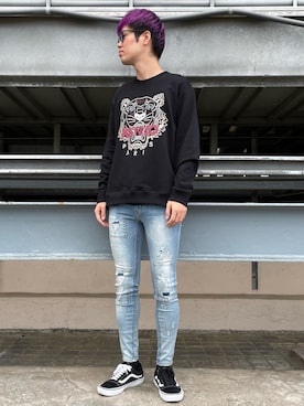 「adsr」｜「アイテム（スウェット）」を使った、山田 統生さん（メンズ・182cm）の秋コーディネート