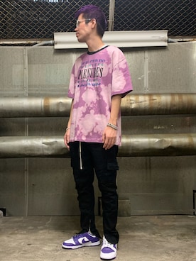 「WHITELAND（ホワイトランド）のWHITELAND/ホワイトランド/クリア伊達メガネ（サングラス）」を使った、山田 統生さん（メンズ・182cm）の夏コーディネート