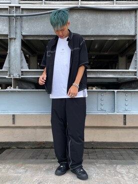「DANKE SCHON（ダンケシェーン）のDankeSchon/ダンケシェーン/0ステッチ撥水SN ペインターパンツ（その他パンツ）」を使った、山田 統生さん（メンズ・182cm）の夏コーディネート