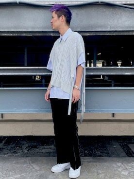 「Danke schon」｜「アイテム（スラックス）」を使った、山田 統生さん（メンズ・182cm）の夏コーディネート