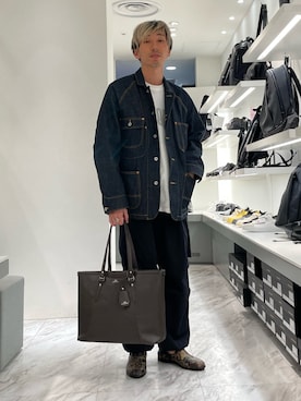 「レザートート」｜むねのリーチさん（メンズ・174cm）の冬コーディネート