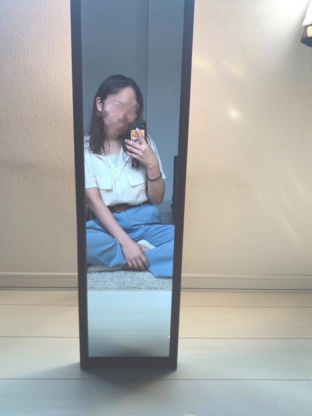 「通勤コーデ」｜「GUのアイテム（スラックス、ブルー系）」を使った、MIOさん（レディース・158cm）の夏コーディネートの1枚目の写真