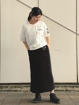 「AVIREX（アヴィレックス）のアイテム」を使った、ヤマモトマイさん（レディース・165cm）の夏コーディネート