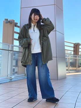 「オリーブ」｜「アイテム（スウェット）」を使った、ヤマモトマイさん（レディース・165cm）の冬コーディネート