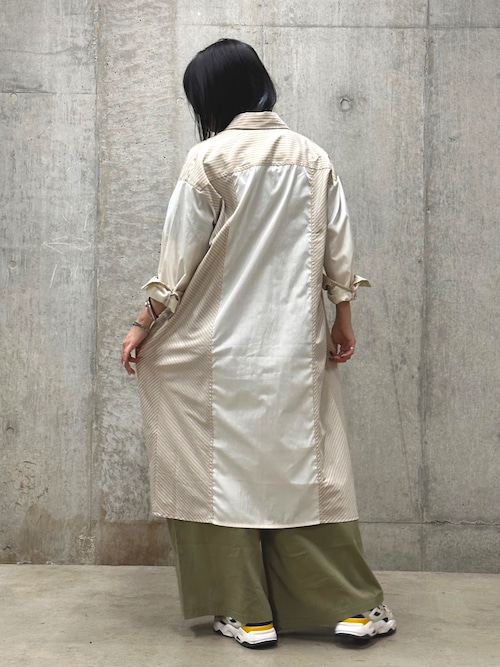 ワンピース AVIE Cover design stripe oversize shirt セール】STRIPE SHIRT ONEPIECE/ ストライプシャツワンピース
