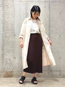 「AVIREX（アヴィレックス）のアイテム（シャツワンピース）」を使った、ヤマモトマイさん（レディース・165cm）の夏コーディネート