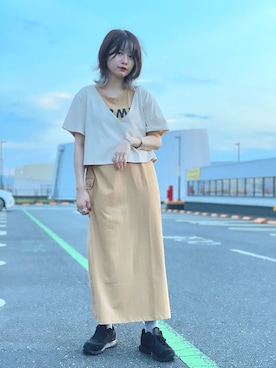 「AVIREX（アヴィレックス）のLINE CREW SOCKS/ ラインクルーソックス（ソックス/靴下）」を使った、ヤマモトマイさん（レディース・165cm）の夏コーディネート