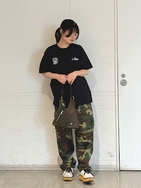 「AVIREX（アヴィレックス）のアイテム」を使った、ヤマモトマイさん（レディース・165cm）の夏コーディネート