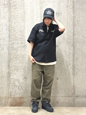 「AVIREX（アヴィレックス）のアイテム（その他パンツ）」を使った、ヤマモトマイさん（レディース・165cm）の夏コーディネート