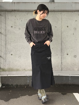 「アイテム（ブーツ、グリーン系）」を使った、ヤマモトマイさん（レディース・165cm）の秋コーディネート