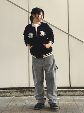 「アイテム（スカジャン）」を使った、ヤマモトマイさん（レディース・165cm）の夏コーディネート