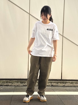 「アイテム（バングル/リストバンド）」を使った、ヤマモトマイさん（レディース・165cm）の夏コーディネート