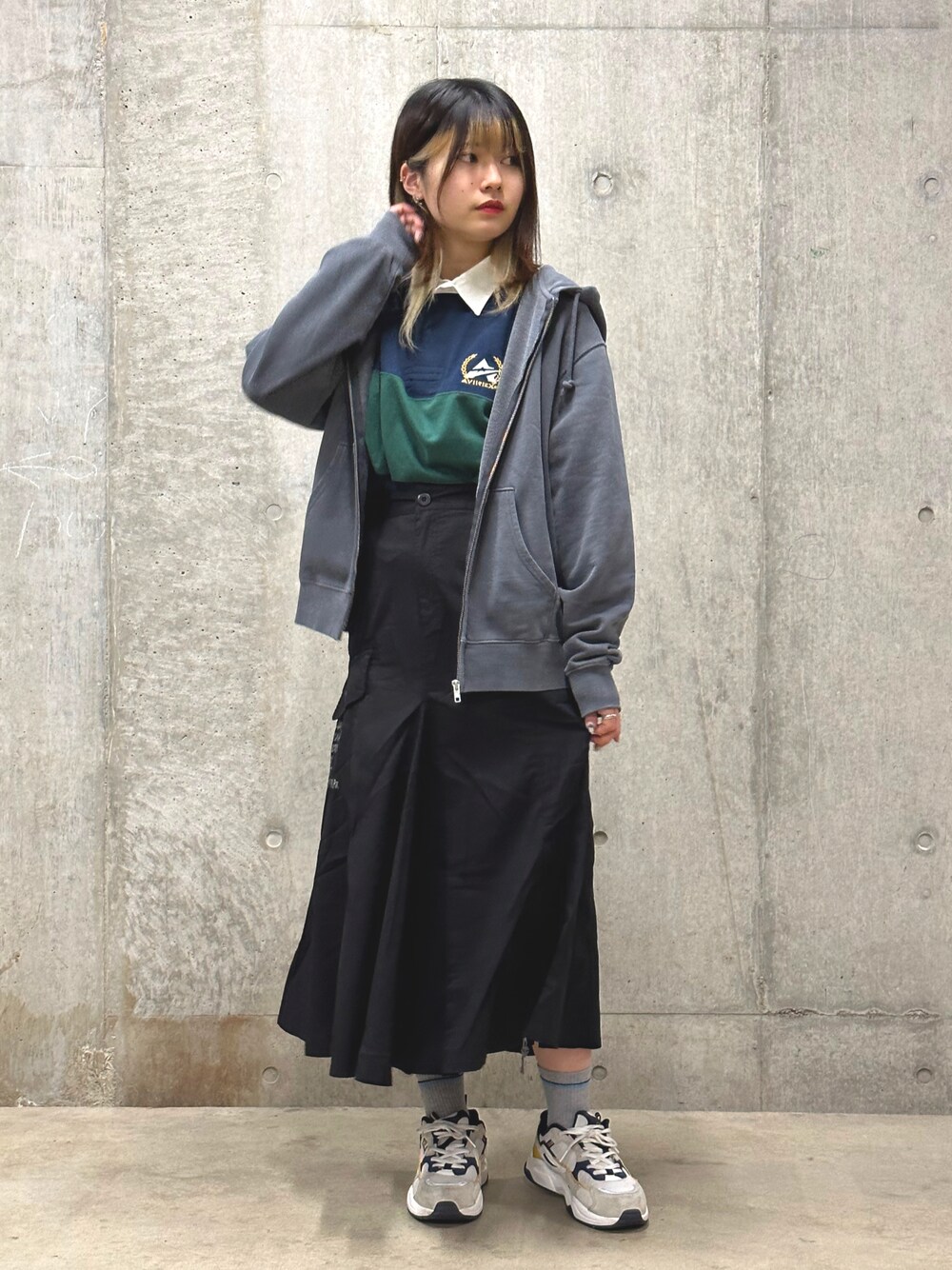 「ミリタリー、パーカー、AVIREX、ポロシャツ、春コーデ、カジュアルコーデ、おしゃれさんと繋がりたい、AVIREXBelle、いいね、save、フォローお願いします🤑、AVIREXららぽーと横浜」｜「AVIREXのSALING TEAM SHIRT / セイリング チームシャツ / AVIREX / アヴィレックス（ポロシャツ、ブルー系）」を使った、ヤマモトマイさん（レディース・165cm）の春コーディネートの1枚目の写真