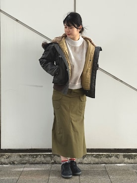 「アイテム（ミリタリージャケット）」を使った、ヤマモトマイさん（レディース・165cm）の秋コーディネート