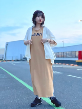 「AVIREX（アヴィレックス）のLINE CREW SOCKS/ ラインクルーソックス（ソックス/靴下）」を使った、ヤマモトマイさん（レディース・165cm）の夏コーディネート