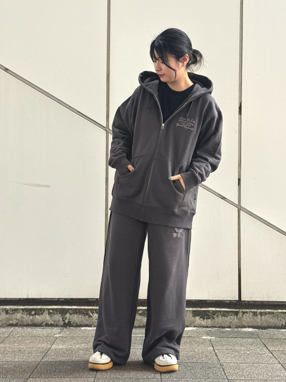 AVIREX セットアップパーカー ブラック系DAILY/デイリー》ZIP UP SWEAT