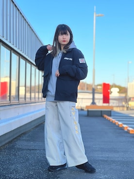 「ヒッコリー」｜「アイテム（ブルゾン）」を使った、ヤマモトマイさん（レディース・165cm）の冬コーディネート