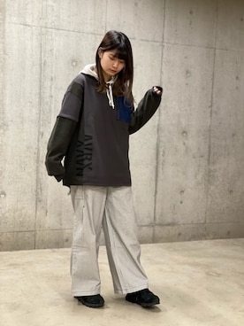 「ヒッコリー」｜「アイテム（チュニック）」を使った、ヤマモトマイさん（レディース・165cm）の冬コーディネート