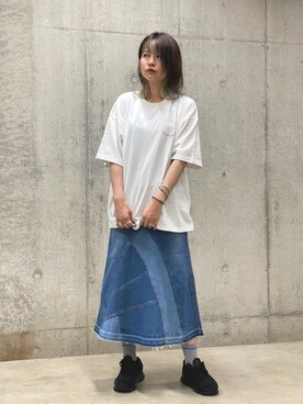 「AVIREX（アヴィレックス）のLINE CREW SOCKS/ ラインクルーソックス（ソックス/靴下）」を使った、ヤマモトマイさん（レディース・165cm）の夏コーディネート