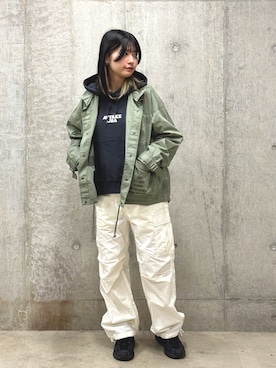 「AVIREX（アヴィレックス）のアイテム（その他アウター）」を使った、ヤマモトマイさん（レディース・165cm）の冬コーディネート