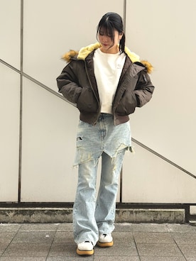 「アイテム（ナイロンジャケット）」を使った、ヤマモトマイさん（レディース・165cm）の秋コーディネート