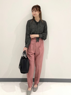 「ボウタイ」｜「アイテム（その他）」を使った、みさかさん（レディース・158cm）の秋コーディネート
