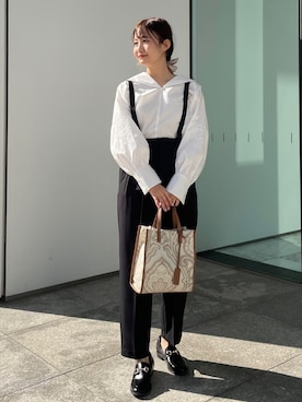 「OPAQUE.CLIP」｜「アイテム（オールインワン・サロペット）」を使った、みさかさん（レディース・158cm）の春コーディネート