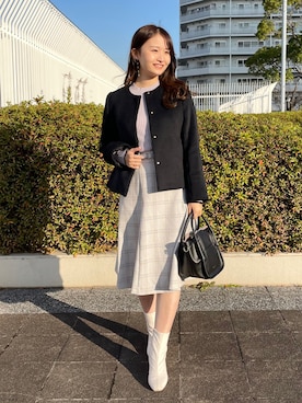「index（インデックス）のアイテム（ノーカラーコート）」を使った、みさかさん（レディース・158cm）の冬コーディネート