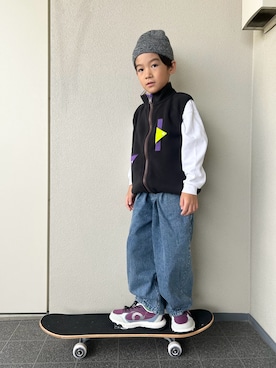 「アイテム（ニットキャップ/ビーニー）」を使った、haru__maaさん（キッズ・110cm）の秋コーディネート