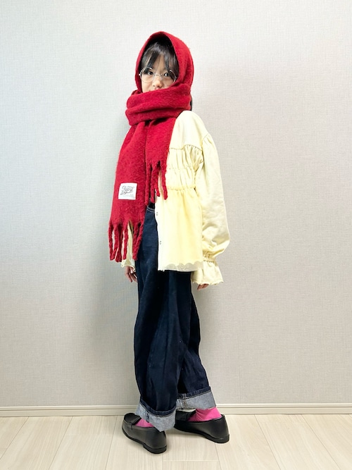 KIDS】静電気防止洗える太フリンジマフラー(OSORO)（マフラー