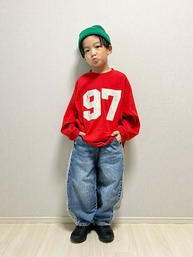 「アイテム（デニムパンツ）」を使った、haru__maaさん（キッズ・110cm）の秋コーディネート