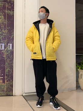 「MANASTASH（マナスタッシュ）のアイテム（ダウンジャケット/コート）」を使った、しょーまさん（メンズ・169cm）の冬コーディネート