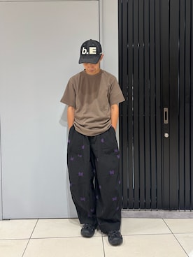 「MANASTASH（マナスタッシュ）のHEMP＠by manastash/HEMP S/S DAYS TEE CREW（Tシャツ/カットソー、ブラウン系）」を使った、しょーまさん（メンズ・169cm）の秋コーディネート